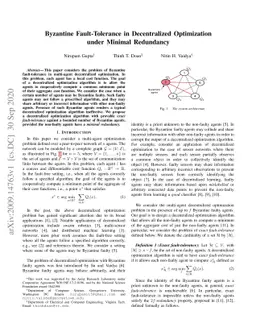 Byzantine Fault-Tolerance in Decentralized Optimization under Minimal
  Redundancy