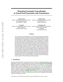 Measuring Systematic Generalization in Neural Proof Generation with
  Transformers