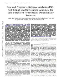Joint and Progressive Subspace Analysis (JPSA) with Spatial-Spectral
  Manifold Alignment for Semi-Supervised Hyperspectral Dimensionality Reduction