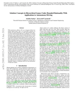 Solution Concepts in Hierarchical Games under Bounded Rationality with
  Applications to Autonomous Driving