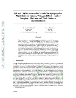 QR and LQ Decomposition Matrix Backpropagation Algorithms for Square,
  Wide, and Deep -- Real or Complex -- Matrices and Their Software
  Implementation