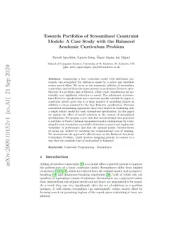 Towards Portfolios of Streamlined Constraint Models: A Case Study with
  the Balanced Academic Curriculum Problem