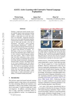 ALICE: Active Learning with Contrastive Natural Language Explanations