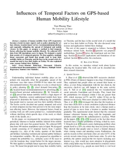 Influences of Temporal Factors on GPS-based Human Mobility Lifestyle