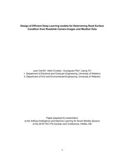 Design of Efficient Deep Learning models for Determining Road Surface
  Condition from Roadside Camera Images and Weather Data