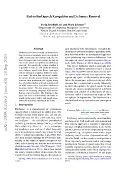 End-to-End Speech Recognition and Disfluency Removal