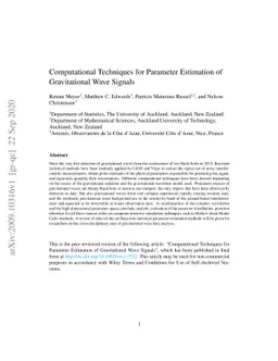 Computational Techniques for Parameter Estimation of Gravitational Wave
  Signals
