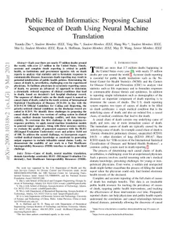 Public Health Informatics: Proposing Causal Sequence of Death Using
  Neural Machine Translation