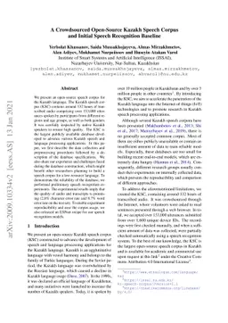 A Crowdsourced Open-Source Kazakh Speech Corpus and Initial Speech
  Recognition Baseline