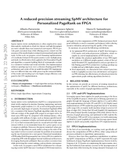 A reduced-precision streaming SpMV architecture for Personalized
  PageRank on FPGA