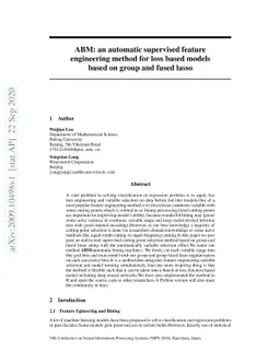 ABM: an automatic supervised feature engineering method for loss based
  models based on group and fused lasso