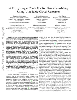 A Fuzzy Logic Controller for Tasks Scheduling Using Unreliable Cloud
  Resources