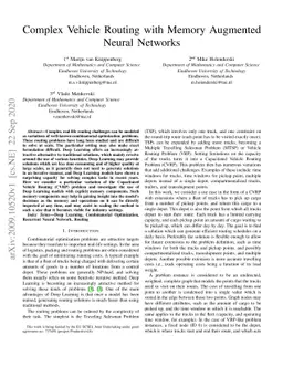 Complex Vehicle Routing with Memory Augmented Neural Networks