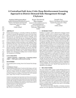 A Centralised Soft Actor Critic Deep Reinforcement Learning Approach to
  District Demand Side Management through CityLearn