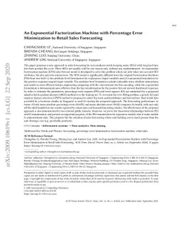 An Exponential Factorization Machine with Percentage Error Minimization
  to Retail Sales Forecasting
