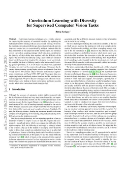 Curriculum Learning with Diversity for Supervised Computer Vision Tasks