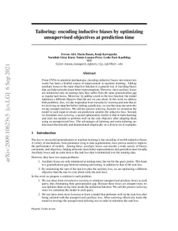 Tailoring: encoding inductive biases by optimizing unsupervised
  objectives at prediction time
