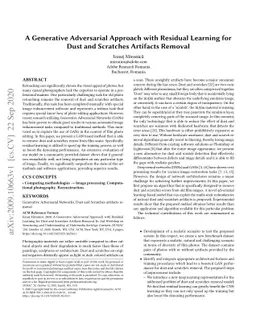 A Generative Adversarial Approach with Residual Learning for Dust and
  Scratches Artifacts Removal