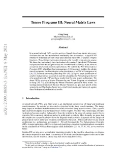 Tensor Programs III: Neural Matrix Laws