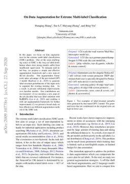 On Data Augmentation for Extreme Multi-label Classification