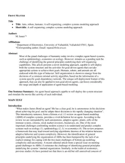 Ants, robots, humans: a self-organizing, complex systems modeling
  approach