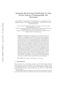 Automatic Breast Lesion Classification by Joint Neural Analysis of
  Mammography and Ultrasound