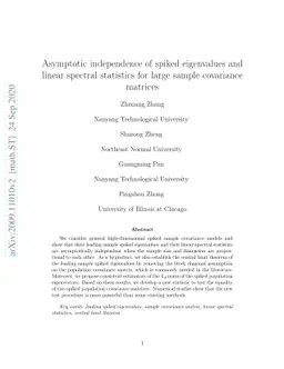 Asymptotic independence of spiked eigenvalues and linear spectral
  statistics for large sample covariance matrices