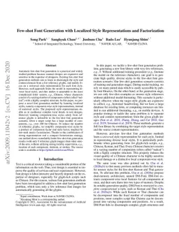 Few-shot Font Generation with Localized Style Representations and
  Factorization