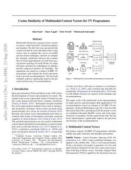 Cosine Similarity of Multimodal Content Vectors for TV Programmes