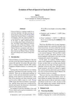 Evolution of Part-of-Speech in Classical Chinese