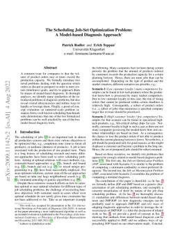 The Scheduling Job-Set Optimization Problem: A Model-Based Diagnosis
  Approach