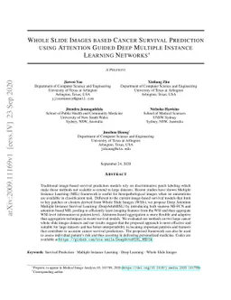 Whole Slide Images based Cancer Survival Prediction using Attention
  Guided Deep Multiple Instance Learning Networks
