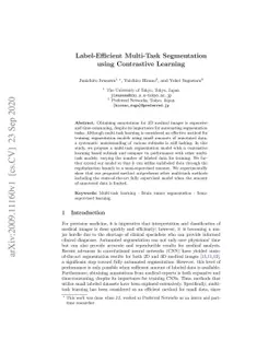 Label-Efficient Multi-Task Segmentation using Contrastive Learning