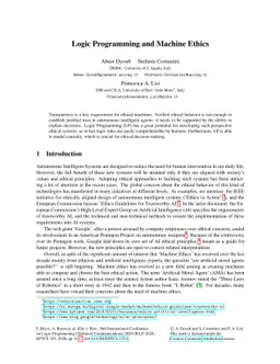 Logic Programming and Machine Ethics