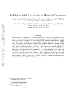 Probabilistic Label Trees for Extreme Multi-label Classification