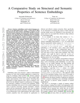 A Comparative Study on Structural and Semantic Properties of Sentence
  Embeddings
