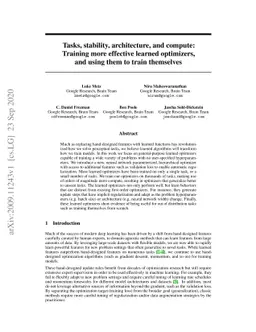 Tasks, stability, architecture, and compute: Training more effective
  learned optimizers, and using them to train themselves