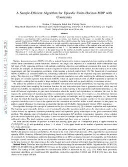 A Sample-Efficient Algorithm for Episodic Finite-Horizon MDP with
  Constraints