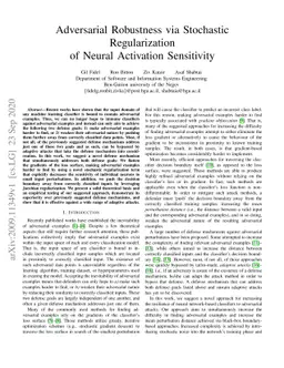 Adversarial robustness via stochastic regularization of neural
  activation sensitivity