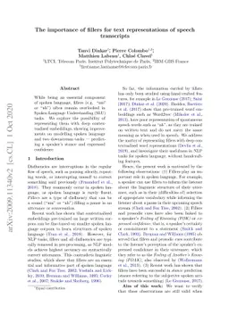 The importance of fillers for text representations of speech transcripts