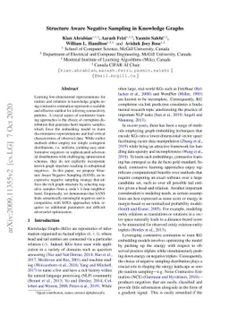 Structure Aware Negative Sampling in Knowledge Graphs