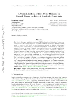 A Unified Analysis of First-Order Methods for Smooth Games via Integral
  Quadratic Constraints