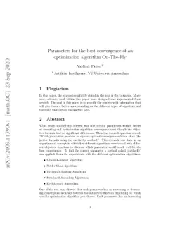 Parameters for the best convergence of an optimization algorithm
  On-The-Fly