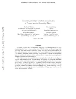 Machine Knowledge: Creation and Curation of Comprehensive Knowledge
  Bases