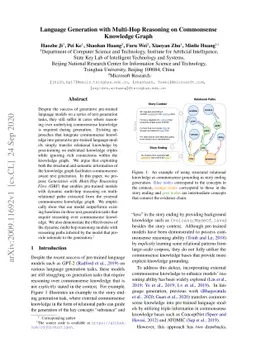 Language Generation with Multi-Hop Reasoning on Commonsense Knowledge
  Graph