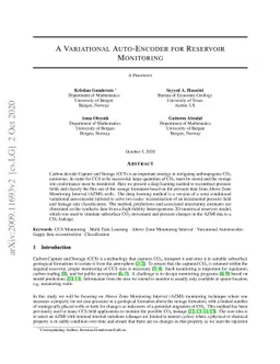 A Variational Auto-Encoder for Reservoir Monitoring