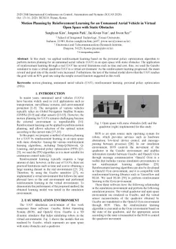 Motion Planning by Reinforcement Learning for an Unmanned Aerial Vehicle
  in Virtual Open Space with Static Obstacles