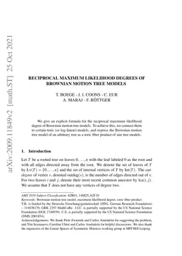 Reciprocal Maximum Likelihood Degrees of Brownian Motion Tree Models