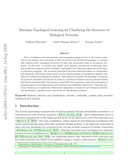 Bayesian Topological Learning for Classifying the Structure of
  Biological Networks