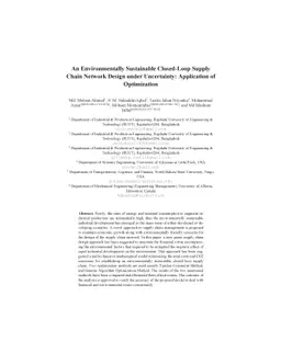 An Environmentally Sustainable Closed-Loop Supply Chain Network Design
  under Uncertainty: Application of Optimization